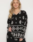 j&x Set Negru în Stil Rustic Bluză Lejeră și Pantaloni din Viscoză Emilaris