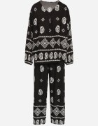 j&x Set Negru în Stil Rustic Bluză Lejeră și Pantaloni din Viscoză Emilaris