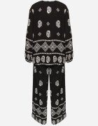 j&x Set Negru în Stil Rustic Bluză Lejeră și Pantaloni din Viscoză Emilaris