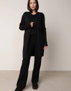 j&x Set Negru Tricotat din Bumbac Pantaloni Vestă și Cardigan Lung Meviravia