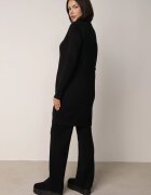 j&x Set Negru Tricotat din Bumbac Pantaloni Vestă și Cardigan Lung Meviravia