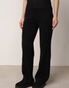 j&x Set Negru Tricotat din Bumbac Pantaloni Vestă și Cardigan Lung Meviravia
