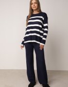 j&x Set tricot cu bumbac pulover în dungi cu nasturi decorativi și pantaloni Tiuves Bleumarin