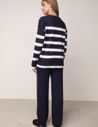 j&x Set tricot cu bumbac pulover în dungi cu nasturi decorativi și pantaloni Tiuves Bleumarin