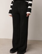j&x Set tricot cu bumbac pulover în dungi cu nasturi decorativi și pantaloni Tiuves Negru