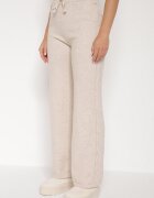 j&x Set tricotat bej deschis cu bumbac și lână pantaloni și pulover cu torsade Errela