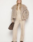 j&x Set tricotat bej deschis cu lână pantaloni și pulover Tesira
