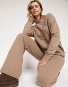 j&x Set Tricotat Bej închis cu bumbac și lână Pantaloni și Pulover împletit Errela