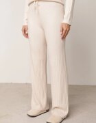 j&x Set tricotat cu nervuri din bumbac Moraga: tunică-sweater și pantaloni Bej