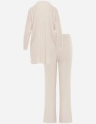 j&x Set tricotat cu nervuri din bumbac Moraga: tunică-sweater și pantaloni Bej
