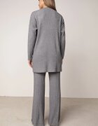 j&x Set tricotat cu nervuri din bumbac Moraga: tunică-sweater și pantaloni Gri