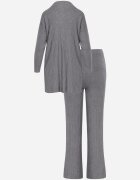 j&x Set tricotat cu nervuri din bumbac Moraga: tunică-sweater și pantaloni Gri