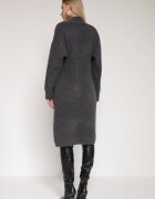 j&x Set Tricotat Gri închis cu Lână Cardigan Lung și Rochie în Dungi Falandrea