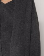 j&x Set Tricotat Gri închis cu Lână Cardigan Lung și Rochie în Dungi Falandrea