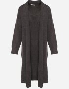 j&x Set Tricotat Gri închis cu Lână Cardigan Lung și Rochie în Dungi Falandrea
