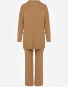 j&x Set tricotat Maro Striat cu bumbac Pulover cu semiguler și Pantaloni Elweda