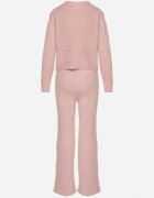 j&x Set tricotat roz deschis cu Lână și Bumbac Pulover cu Model în Relief și Pantaloni Otivra