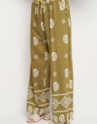 j&x Set Verde închis în Stil Rustic Bluză Lejeră și Pantaloni cu Vâscoză Emilaris