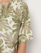 j&x Set viscoză verde închis cu model vegetal Pantaloni largi și tricou Evianira