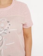 j&x T-shirt Roz din Bumbac Decorat cu Zirconii și Șnururi Laterale Forena