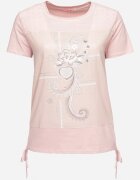 j&x T-shirt Roz din Bumbac Decorat cu Zirconii și Șnururi Laterale Forena
