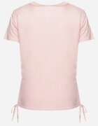 j&x T-shirt Roz din Bumbac Decorat cu Zirconii și Șnururi Laterale Forena