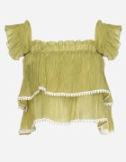 j&x Top Verde deschis cu bretele detașabil decorat cu volănaș Neveviana