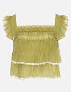j&x Top Verde deschis cu bretele detașabil decorat cu volănaș Neveviana