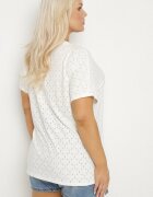 j&x Tricou Alb cu Bumbac și Model Ajourat Puzira
