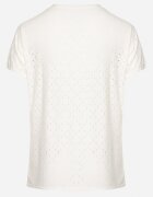 j&x Tricou Alb cu Bumbac și Model Ajourat Puzira