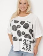 j&x Tricou alb din bumbac cu imprimeu și buzunar Lovelina