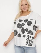 j&x Tricou alb din bumbac cu imprimeu și buzunar Lovelina