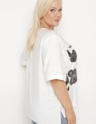 j&x Tricou alb din bumbac cu imprimeu și buzunar Lovelina