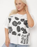 j&x Tricou alb din bumbac cu imprimeu și buzunar Lovelina