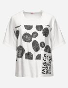 j&x Tricou alb din bumbac cu imprimeu și buzunar Lovelina
