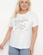 j&x Tricou Alb Perforat cu Zirconii Decorative Cevola
