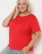 j&x Tricou Roșu Clasic cu Dantelă la Decolteu Fioma