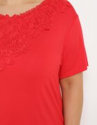 j&x Tricou Roșu Clasic cu Dantelă la Decolteu Fioma
