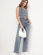 j&x Vestă Albastră din denim cu bumbac și imitație de buzunare Maitera