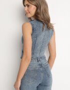 j&x Vestă Albastră din denim cu bumbac și imitație de buzunare Maitera