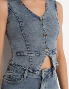 j&x Vestă Albastră din denim cu bumbac și imitație de buzunare Maitera