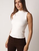 j&x Vestă tricotată casual cu viscoză și cu guler înalt Norabel Bej Bej deschis