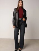 j&x Vestă tricotată casual cu viscoză și cu guler înalt Norabel Bej Bordo