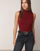 j&x Vestă tricotată casual cu viscoză și cu guler înalt Norabel Bej Bordo