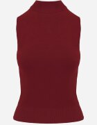j&x Vestă tricotată casual cu viscoză și cu guler înalt Norabel Bej Bordo