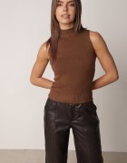 j&x Vestă tricotată casual cu viscoză și cu guler înalt Norabel Bej Maro