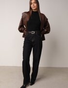 j&x Vestă tricotată casual cu viscoză și cu guler înalt Norabel Bej Neagră