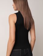 j&x Vestă tricotată casual cu viscoză și cu guler înalt Norabel Bej Neagră