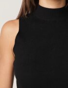 j&x Vestă tricotată casual cu viscoză și cu guler înalt Norabel Bej Neagră