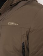  Jachetă bej închis cu glugă detașabilă cu benzi velcro la mâneci și buzunare cu fermoar Tinarite